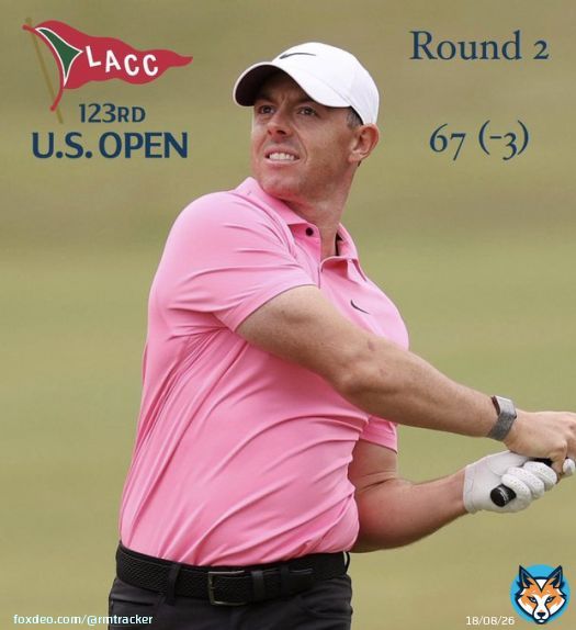 After going out in 37, Rory fires *another* 5-under 30 on the front 9 to move to -8 for the week and 1 back of the current lead   A stellar start and some great battling early from Rors at the #USOpen