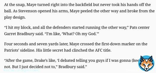 Drake Maye called his own number on the game-sealing naked. It wasn't called a naked and nobody in the huddle knew. Madness.