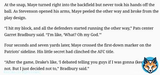 Drake Maye called his own number on the game-sealing naked. It wasn't called a naked and nobody in the huddle knew. Madness.