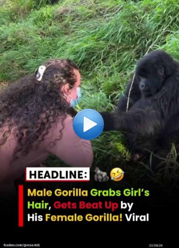 Male Gorilla grabs Girls Hair, Gets Beaten by his Female Gorilla