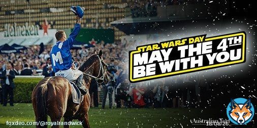 Racing @royalrandwick today on the #Kensington track. Good luck to all punters, owners, jockeys, trainers, racegoers... #MayThe4thBeWithYou #StarWarsDay Gates open 10.45am 1st race 11.40am, last 4.45pm