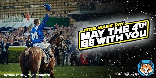 Racing @royalrandwick today on the #Kensington track. Good luck to all punters, owners, jockeys, trainers, racegoers... #MayThe4thBeWithYou #StarWarsDay Gates open 10.45am 1st race 11.40am, last 4.45pm