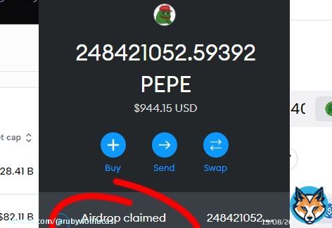 omg theres no way i just claimed $944 from $PEPE's airdrop??   you can claim pepe tokens on their site:    #pepe #pepecoin #web3 #binance $wojak #PepeAI #memecoins #bitcoin $jeff $king $lambo $snek #snek $mong #mong #solana #Airdrop $doge #usdc #hex