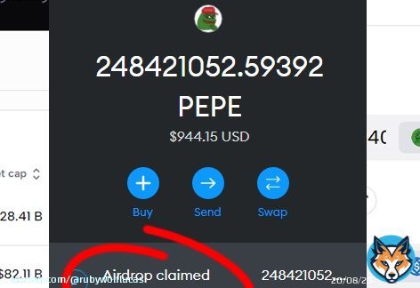 omg theres no way i just claimed $944 from $PEPE's airdrop??   you can claim pepe tokens on their site:    #pepe #pepecoin #web3 #binance $wojak #PepeAI #memecoins #bitcoin $jeff $king $lambo $snek #snek $mong #mong #solana #Airdrop $doge #usdc #hex