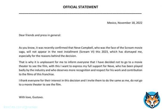 Official statement. #Scream #Scream6 #screammovie #ScreamVI #scream5 #nevecampbell #ParamountPictures #Ghostface #officialstatement