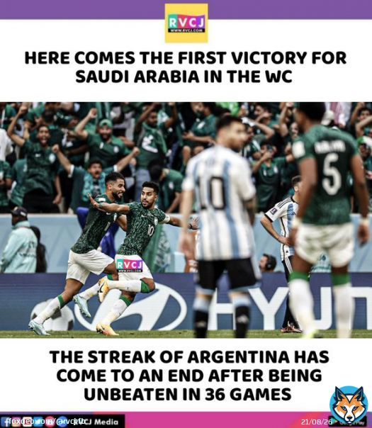 Saudi Arabia beats Argentina by 2-1 #ARGKSA #FIFAWorldCup #Qatar2022