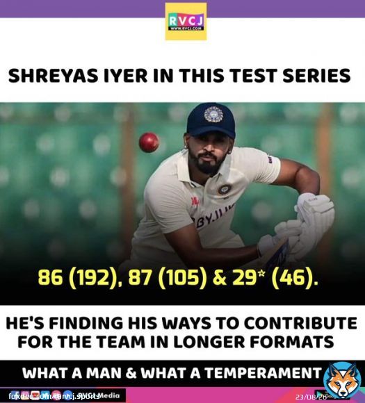 Shreyas Iyer in this test series.   #ShreyasIyer #TestCricket #BANvIND #INDvsBAN #CricketTwitter