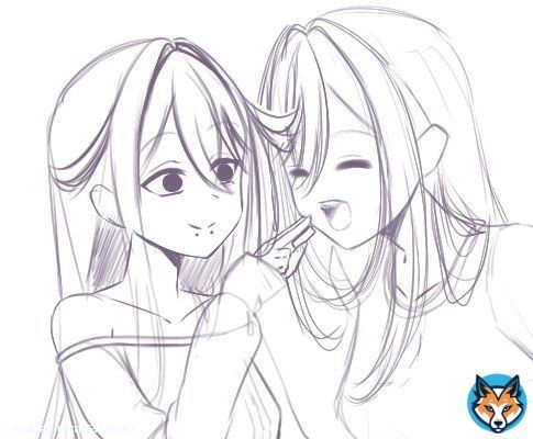 C.P. #OC: Wynter & Zero Commissioned by @Daphur2 - #Commission #originalcharacter #digitalart #animegirl #yurianime #girlfriend #ValentinesDay #wip #sketch