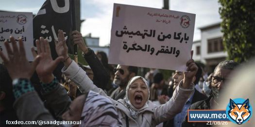 Protesters across #Morocco chant slogans against Akhannouch-led government for its failure to keep spiralling prices of fuel and other essential commodities under control, leading more people to fall into poverty  #لا_لغلاء_الاسعار_في_المغرب