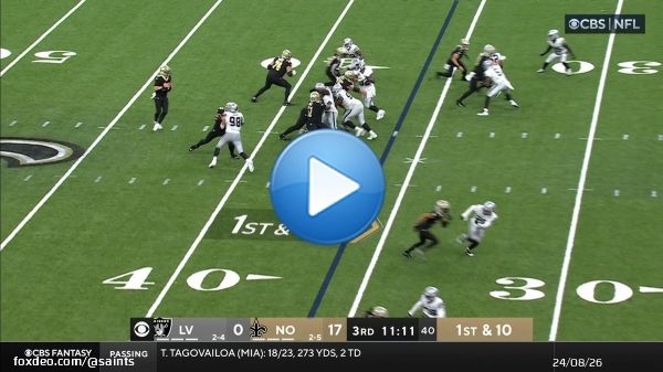 Alvin Kamara with his 3rd TD of the day   Dalton to Kamara for the 36-yard TD   #LVvsNO | : CBS