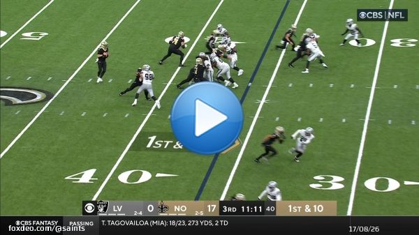 Alvin Kamara with his 3rd TD of the day   Dalton to Kamara for the 36-yard TD   #LVvsNO | : CBS
