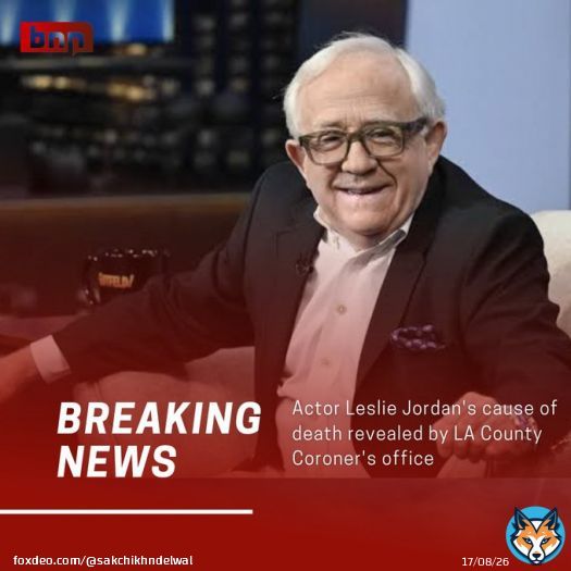 JUST IN: #BNNUS Reports.  The Los Angeles County Medical Examiner-Coroner&rsquo;s office revealed that the Will & Grace actor Leslie Jordan, who was found without a pulse after a car crash last year, died of sudden cardiac dysfunction.   #US #Social