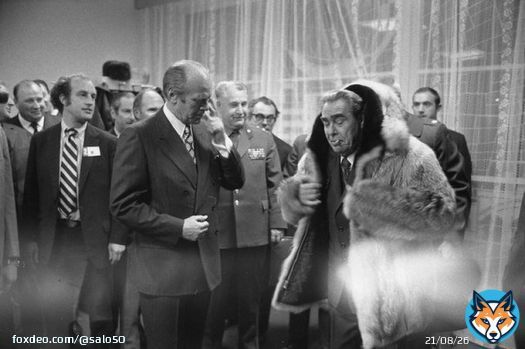СССР. 1974 год. Владивосток. Президент США Джеральд Форд и Леонид Брежнев.