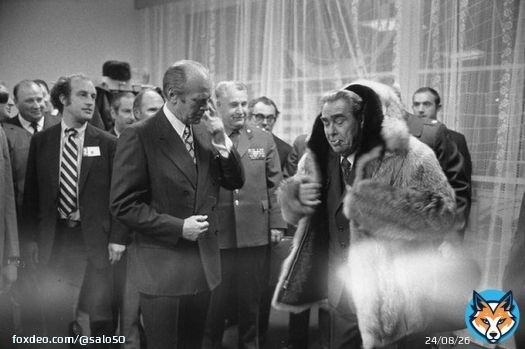 СССР. 1974 год. Владивосток. Президент США Джеральд Форд и Леонид Брежнев.