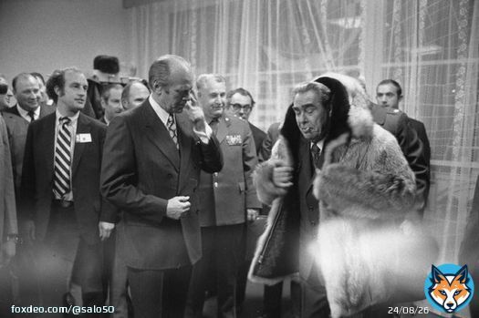 СССР. 1974 год. Владивосток. Президент США Джеральд Форд и Леонид Брежнев.
