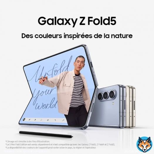 Le #GalaxyZFold5 est disponible en&nbsp;Icy Blue, Phantom black et Cream. Quelle couleur choisiriez-vous ? #JoinTheFlipSide&nbsp;​ Acheter:​