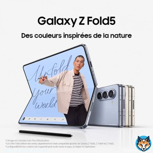 Le #GalaxyZFold5 est disponible en&nbsp;Icy Blue, Phantom black et Cream. Quelle couleur choisiriez-vous ? #JoinTheFlipSide&nbsp;​ Acheter:​