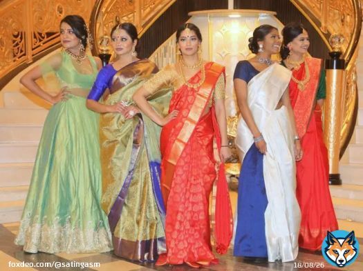 5 women in traditional indian satin silk sarees #satin #traditionaldress #saree