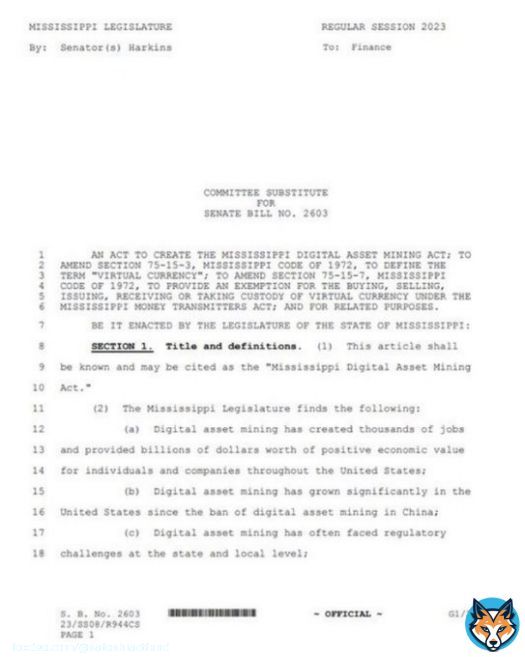 BREAKING: The Mississippi Senate passes a bill which protects your right to mine #Bitcoin and run a node.