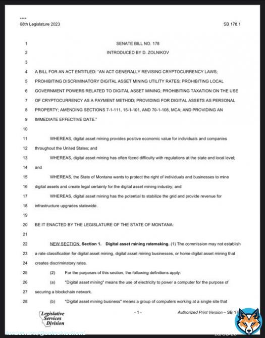 BREAKING: The &ldquo;Right to Mine #Bitcoin&nbsp;&rdquo; bill in Montana has passed on an 8-2 vote in committee.