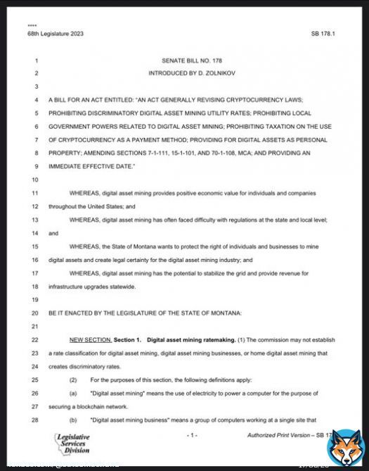 BREAKING: The &ldquo;Right to Mine #Bitcoin&nbsp;&rdquo; bill in Montana has passed on an 8-2 vote in committee.