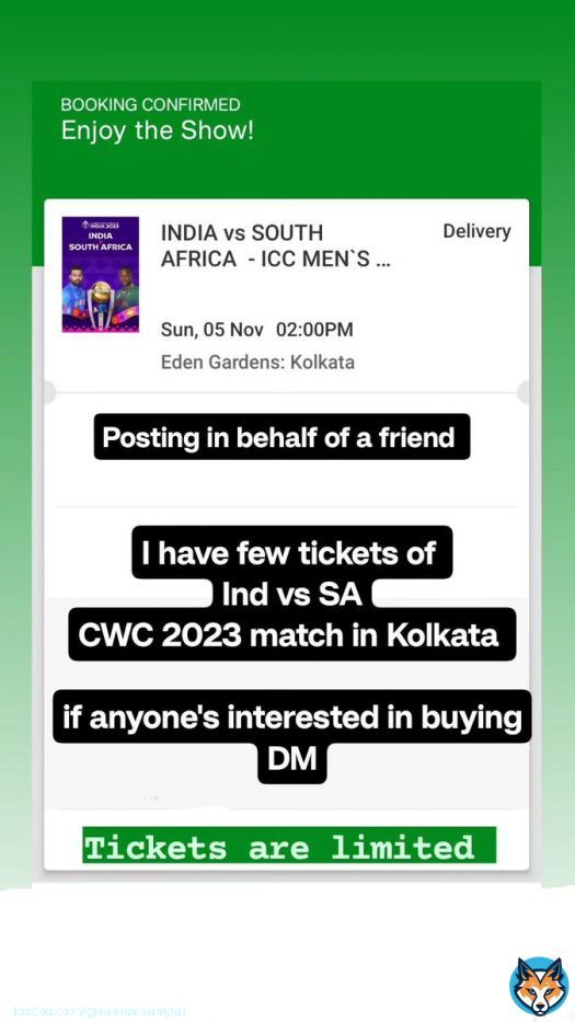I have few tickets of Ind vs SA CWC 2023 match , if anyone is interested in buying please dm me here or on Instagram @_saurav_sangral #cwc2023 #INDvsPAK #IndvsSA #CWC23 #cwc2023tickets