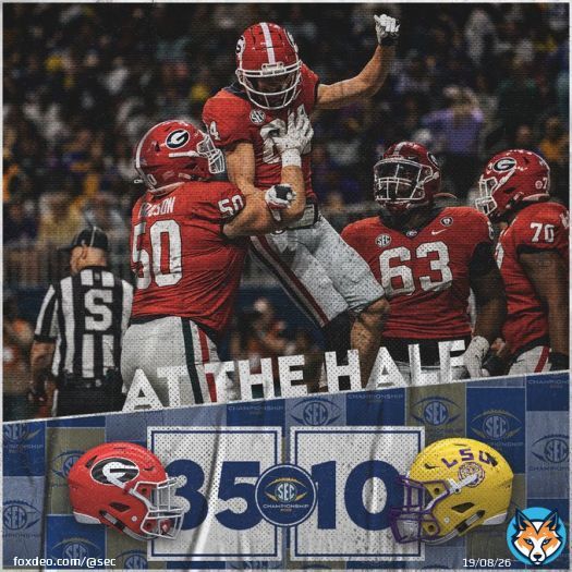 AT THE HALF   35  10  #SECChampionship
