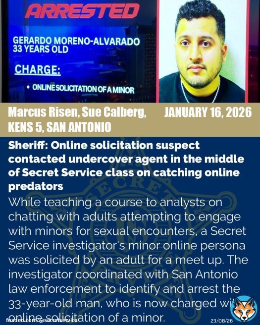 An incredible teaching moment became a real investigation when a Secret Service investigator teaching a class on online predators was contacted by a suspect attempting to solicit a minor. The suspect was identified, located in San Antonio and arrested. Read more from KENS 5 SanShow more