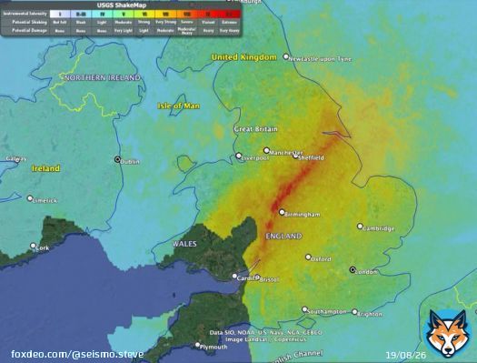 To give you an idea of the sheer scale of the Turkey earthquake, if we overlay the USGS ShakeMap onto the British Isles, the fault (red colours) would have ruptured from the Severn Estuary to the Humber Estuary. Much of England would have seen at least Intensity Level 7 shaking.