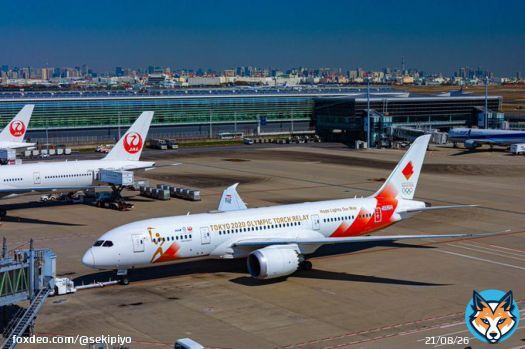 スカイツリー、都心のビル群、東京タワーまでもを背景に入れ、遠くアテネに出かける準備をする その姿は「日本を背負って」という言葉がマッチした 我々もJapanese spiritを見せる時かもしれない #ファインダー越しの私の世界ᅠ #キリトリセカイ #JA837J #聖火特別輸送機 #photograghy #オリンピック