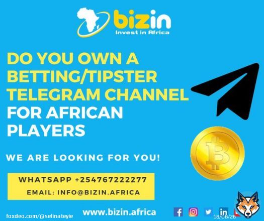 Guys ,do you own a betting /Tipster telegram channel for African players ? Here is an opportunity worth trying  Send an email to : Info@Bizin.Africa  #ARSBUR #LearnCryptoBetting @Sportsbetio
