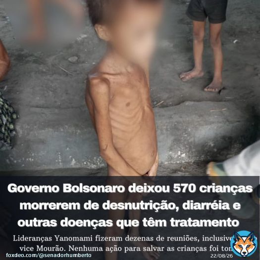 O que aconteceu com o povo Yanomami na gest&atilde;o de Bolsonaro n&atilde;o tem outro nome: foi genoc&iacute;dio. Os ind&iacute;genas foram abandonados &agrave; pr&oacute;pria sorte pelo desgoverno. Mas a reconstru&ccedil;&atilde;o j&aacute; come&ccedil;ou. Hoje, Lula chega a Roraima para oferecer suporte aos ind&iacute;genas &agrave;s v&iacute;timas de desnutri&ccedil;&atilde;o.