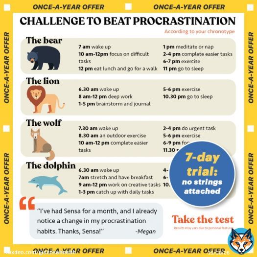 Discover effective strategies and techniques to break free of procrastination with Sensa For a limited time only we&rsquo;re offering an exclusive 7-day trial.