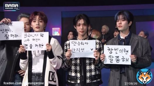 the camera switched so fast i didnt see hyunjin  &rdquo;our maknae bangchan&hellip;. do well&hellip;&rdquo; &rdquo;3RACHA&rsquo;s face is so empty, living up to their name (wordplay)&rdquo;  &ldquo;all rounder quokka han jisung &hellip;.&rdquo; &rdquo;changbin hyung..please do a good job&rdquo;  loll