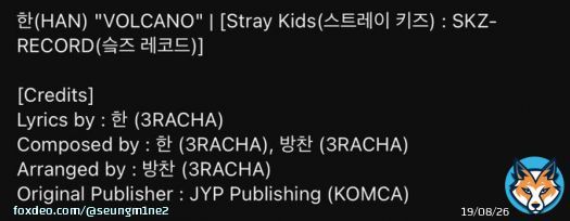 VOLCANO by Han  lyrics by Han composed by Han & Bangchan arranged by Bangchan