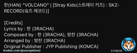 VOLCANO by Han  lyrics by Han composed by Han & Bangchan arranged by Bangchan
