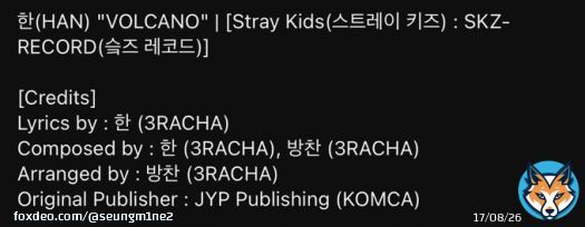 VOLCANO by Han  lyrics by Han composed by Han & Bangchan arranged by Bangchan