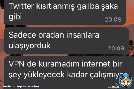 Deprem b&ouml;lgesine giden arkadaşımızdan bu mesajı almamıza ve bunca işi arasında o b&ouml;lgedeki insanların vpn kurmasına neden oldunuz ya dilerim kendi karanlığınızda boğulursunuz #TwitteriAcin