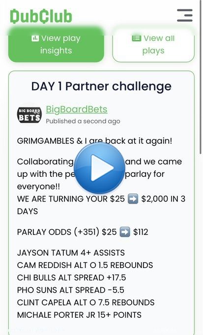 DAY 1 PARTNER COLLAB   @GrimGambles & MYSELF ARE READY TO CRUSH THESE BOOKIES  We are turning $25  $2,000  FANDUEL, DRAFTKINGS, & ALL SPORTSBOOKS BETTER WATCH OUT!  6 AMAZING NBA FREE PICKS IS ALL IT TAKES TODAY  #gamblingtwitter #freeplays ##dubclub #sportsbet #lfg