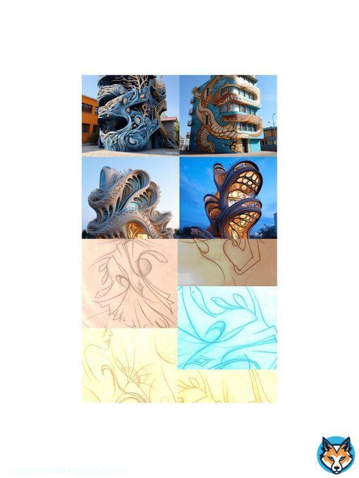 The style of my drawings using artificial intelligence if they become buildings  ￼