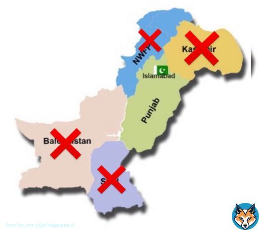 This would be the map of Pakistan after few days!   I never liked #ImranKhan in my whole life but now, I have to say,  “THANK YOU IMRAN KHAN”Abb toh Pakistan ke tukre ho kar rahe gaein!!   #ImranKhanArrested