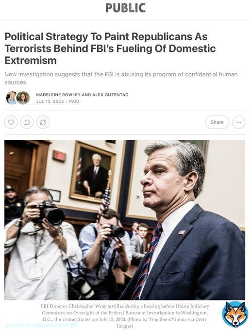 Biden and the FBI suggest that domestic terrorism is increasing, but it's not. And now, a new investigation by Public reveals that the FBI is deliberately stoking domestic extremism and white supremacy in order to paint Republicans as terrorists.