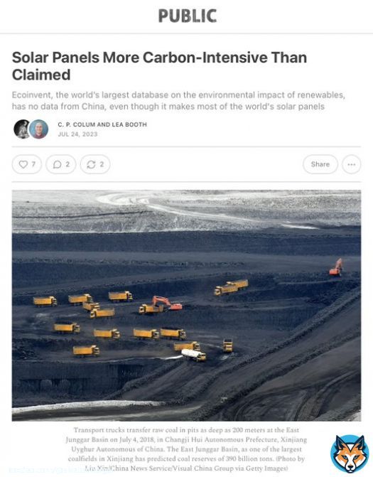 People say solar panels don't produce carbon emissions, but they do. And now, a major new investigation by Environmental Progress, drawing on the research of @enricomariutti , finds that solar panels made in China produce at least 3x more carbon emisssions than IPCC claims.