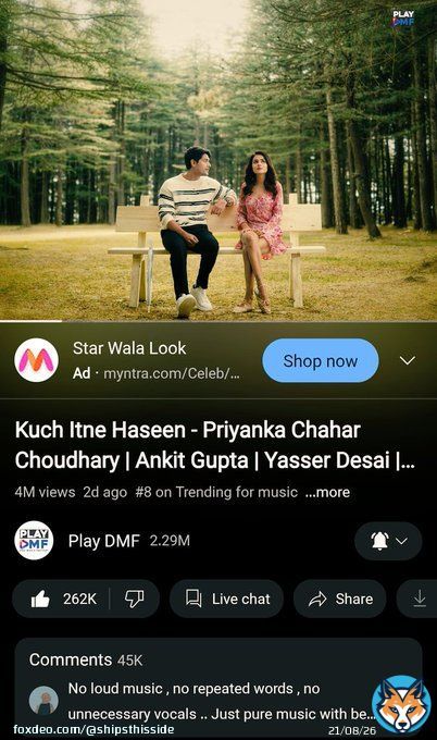 Congratulations   Everyone who is doing their best possible&continuously streaming it .  It's 4M views Trending on no.8  45k comments 262k likes  This song is trending for 3 days in a row . Huge feat guys   #PriyankaChaharChoudhary #AnkitGupta  ##PriyAnkit  #KuchItneHaseen