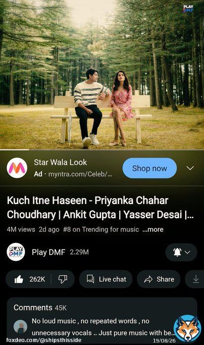 Congratulations   Everyone who is doing their best possible&continuously streaming it .  It's 4M views Trending on no.8  45k comments 262k likes  This song is trending for 3 days in a row . Huge feat guys   #PriyankaChaharChoudhary #AnkitGupta  ##PriyAnkit  #KuchItneHaseen
