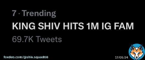 CongratulationsFinally we are trending guys  Hardwork does pays off   Thank god i did not slept  KING SHIV HITS 1M IG FAM  @VootSelect #ShivIsTheBoss #ShivThakare #ShivKiSena #ShivSquad