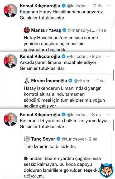 Kılı&ccedil;daroğlu'na da hak verin..! CB adayı olup se&ccedil;imi kazanmak istiyor. Se&ccedil;imi kazanamadığı takdir de kendi yandaşları tarafından aynı Kaddafi gibi cesedinin yerlerde s&uuml;r&uuml;kleneceğini &ccedil;ok iyi biliyor.  O y&uuml;zdeen t&uuml;m tuşlara aynı anda basıyor.  #TwitteriAcin Fuat Oktay Cumhurbaşkanı