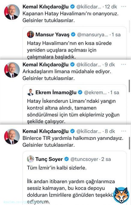 Kılı&ccedil;daroğlu'na da hak verin..! CB adayı olup se&ccedil;imi kazanmak istiyor. Se&ccedil;imi kazanamadığı takdir de kendi yandaşları tarafından aynı Kaddafi gibi cesedinin yerlerde s&uuml;r&uuml;kleneceğini &ccedil;ok iyi biliyor.  O y&uuml;zdeen t&uuml;m tuşlara aynı anda basıyor.  #TwitteriAcin Fuat Oktay Cumhurbaşkanı
