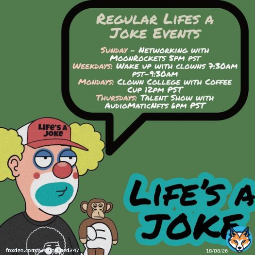 What&rsquo;s up @LifesAJoke_NFT !! You asked, well now here it is. #LIFESAJOKENFT schedule of events!   ________________ #laj #nfts #NFTCommumity #NFTGiveaway #NFTGiveaways #opensea #brokensea #ethereum @AudioMaticNFTs  @sayten89 @moonrocketnfts @HobbleStepN