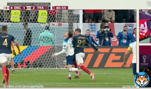Clear penalty on Theo Hernandez.   Laughable #ENGFRA